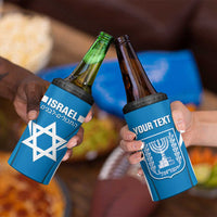 Custom Israel Football 4 in 1 Can Cooler Tumbler Come On Sky Blue and Whites
