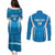 Custom Israel Football Couples Matching Puletasi and Long Sleeve Button Shirt Come On Sky Blue and Whites
