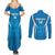 Custom Israel Football Couples Matching Summer Maxi Dress and Long Sleeve Button Shirt Come On Sky Blue and Whites