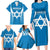 Custom Israel Football Family Matching Long Sleeve Bodycon Dress and Hawaiian Shirt Come On Sky Blue and Whites