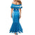 Custom Israel Football Family Matching Mermaid Dress and Hawaiian Shirt Come On Sky Blue and Whites
