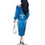 Custom Israel Football Family Matching Off The Shoulder Long Sleeve Dress and Hawaiian Shirt Come On Sky Blue and Whites