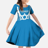 Custom Israel Football Family Matching Off Shoulder Maxi Dress and Hawaiian Shirt Come On Sky Blue and Whites