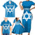 Custom Israel Football Family Matching Short Sleeve Bodycon Dress and Hawaiian Shirt Come On Sky Blue and Whites