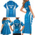 Custom Israel Football Family Matching Short Sleeve Bodycon Dress and Hawaiian Shirt Come On Sky Blue and Whites