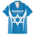 Custom Israel Football Family Matching Short Sleeve Bodycon Dress and Hawaiian Shirt Come On Sky Blue and Whites