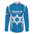Custom Israel Football Family Matching Short Sleeve Bodycon Dress and Hawaiian Shirt Come On Sky Blue and Whites