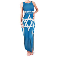 Custom Israel Football Family Matching Tank Maxi Dress and Hawaiian Shirt Come On Sky Blue and Whites