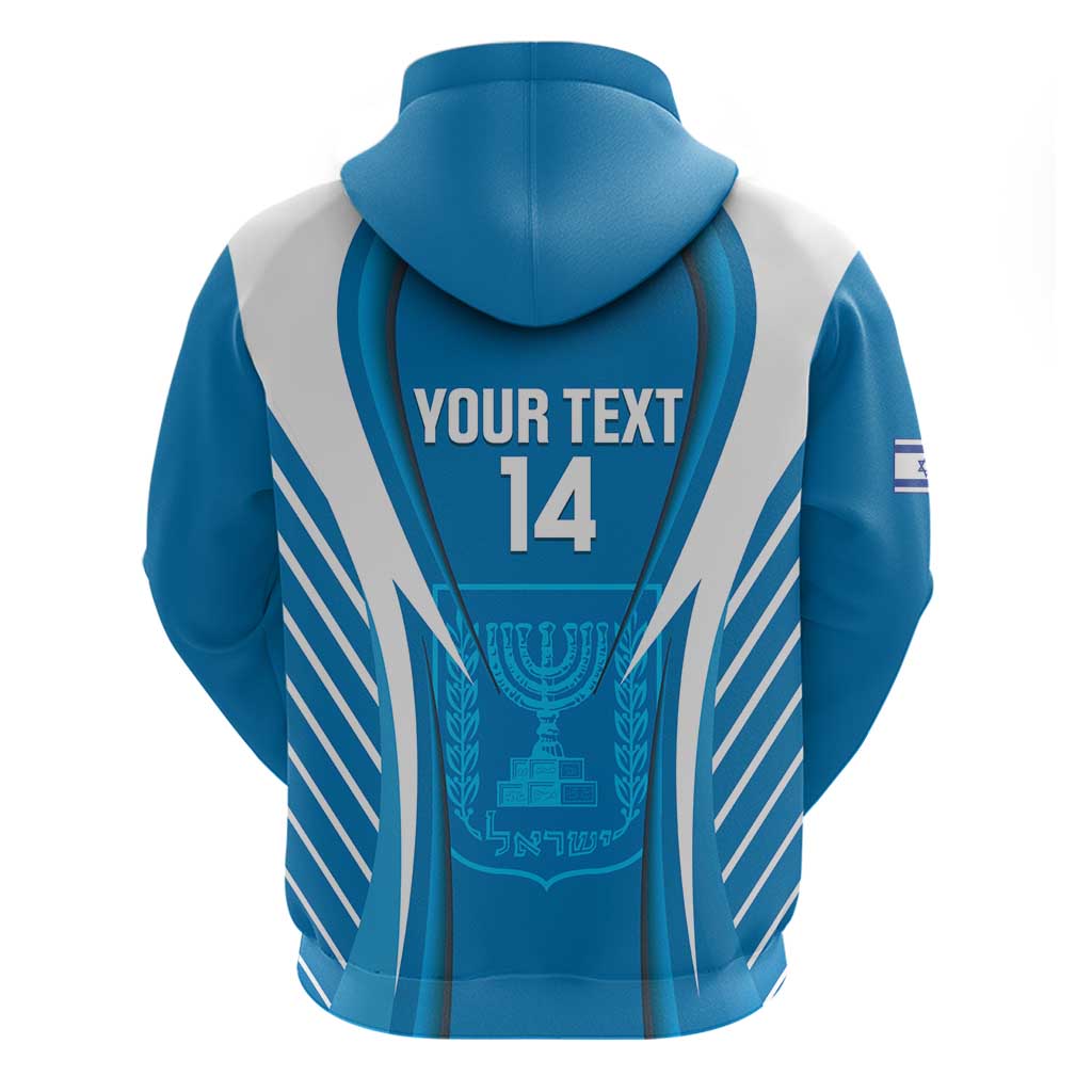 Custom Israel Football Hoodie Come On Sky Blue and Whites