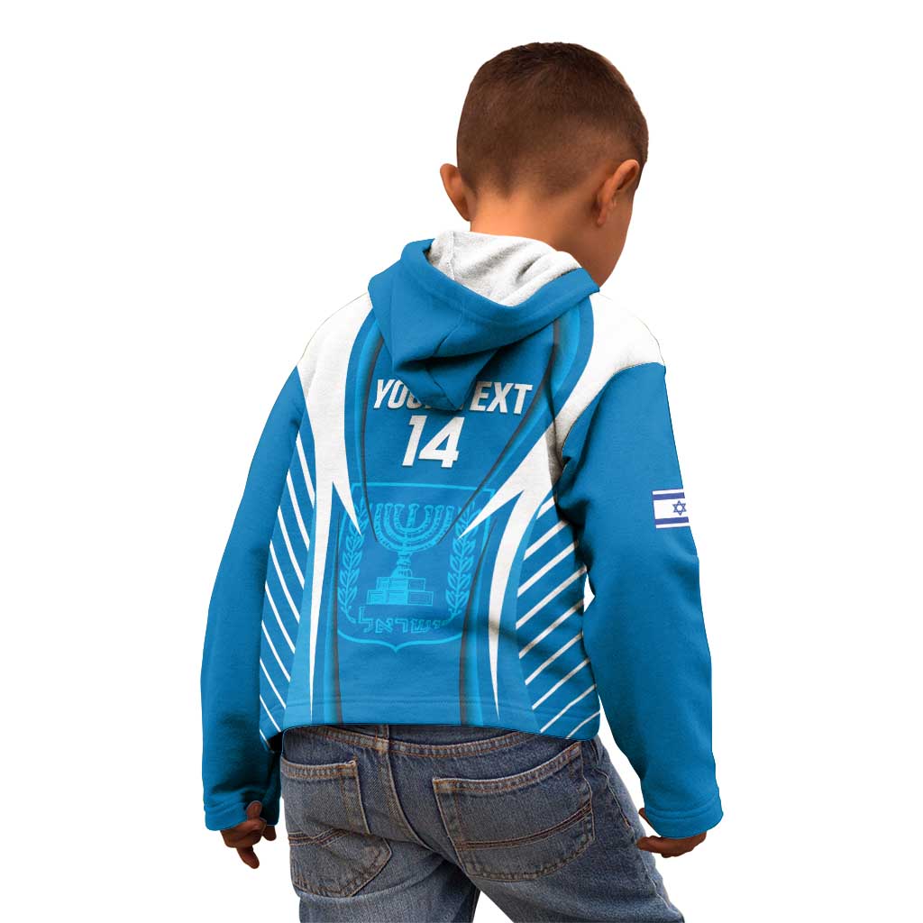 Custom Israel Football Kid Hoodie Come On Sky Blue and Whites