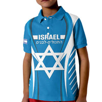 Custom Israel Football Kid Polo Shirt Come On Sky Blue and Whites