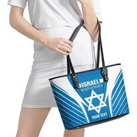 Custom Israel Football Leather Tote Bag Come On Sky Blue and Whites