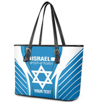 Custom Israel Football Leather Tote Bag Come On Sky Blue and Whites
