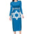 Custom Israel Football Long Sleeve Bodycon Dress Come On Sky Blue and Whites