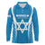Custom Israel Football Long Sleeve Polo Shirt Come On Sky Blue and Whites