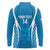 Custom Israel Football Long Sleeve Polo Shirt Come On Sky Blue and Whites
