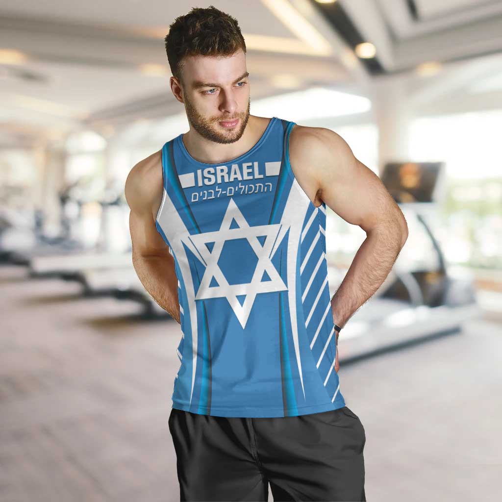 Custom Israel Football Men Tank Top Come On Sky Blue and Whites