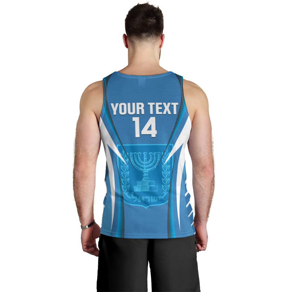 Custom Israel Football Men Tank Top Come On Sky Blue and Whites