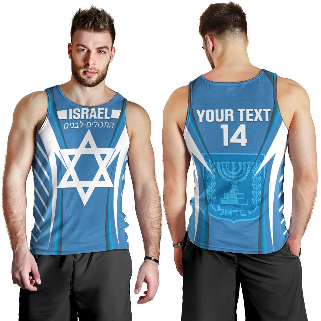 Custom Israel Football Men Tank Top Come On Sky Blue and Whites