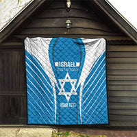 Custom Israel Football Quilt Come On Sky Blue and Whites