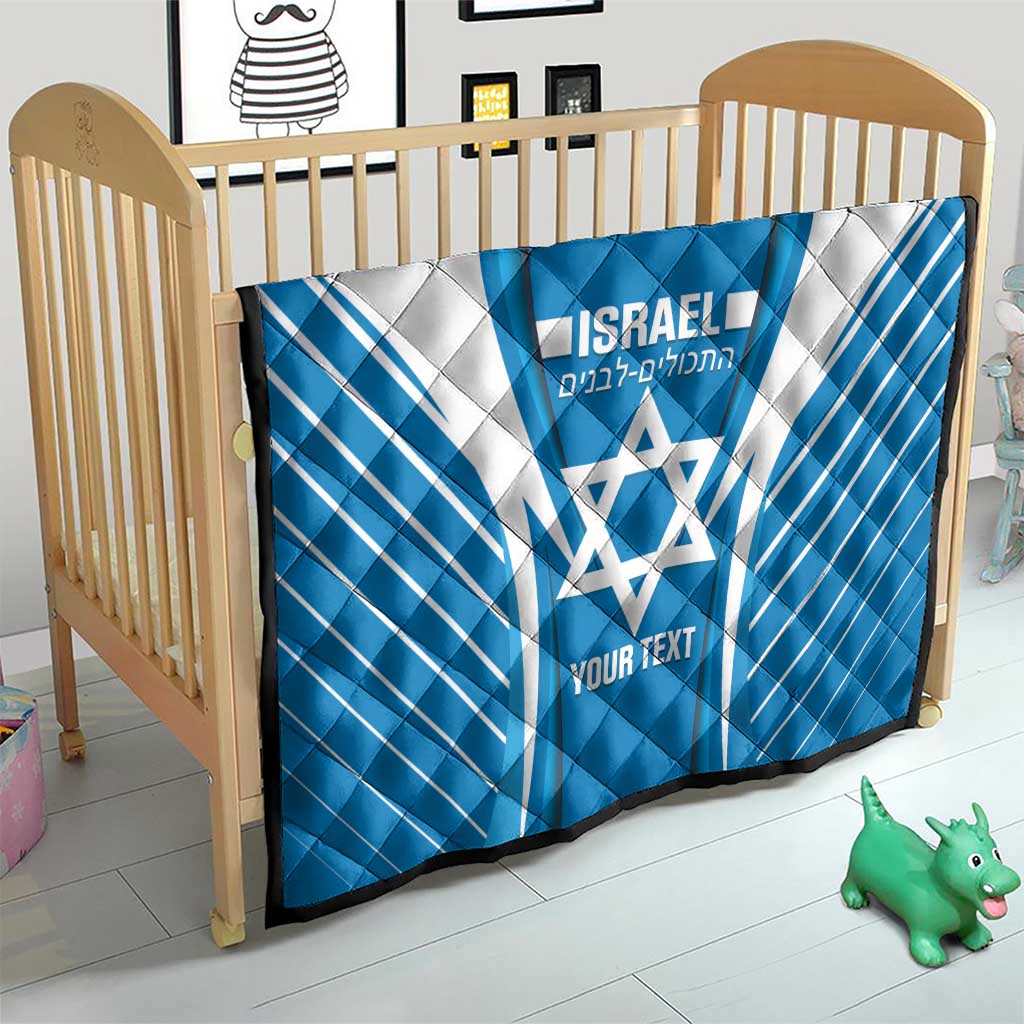 Custom Israel Football Quilt Come On Sky Blue and Whites