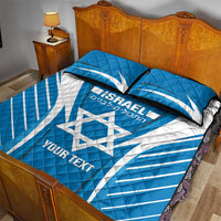 Custom Israel Football Quilt Bed Set Come On Sky Blue and Whites