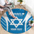 Custom Israel Football Round Carpet Come On Sky Blue and Whites