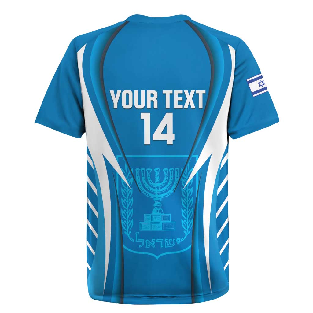 Custom Israel Football Rugby Jersey Come On Sky Blue and Whites