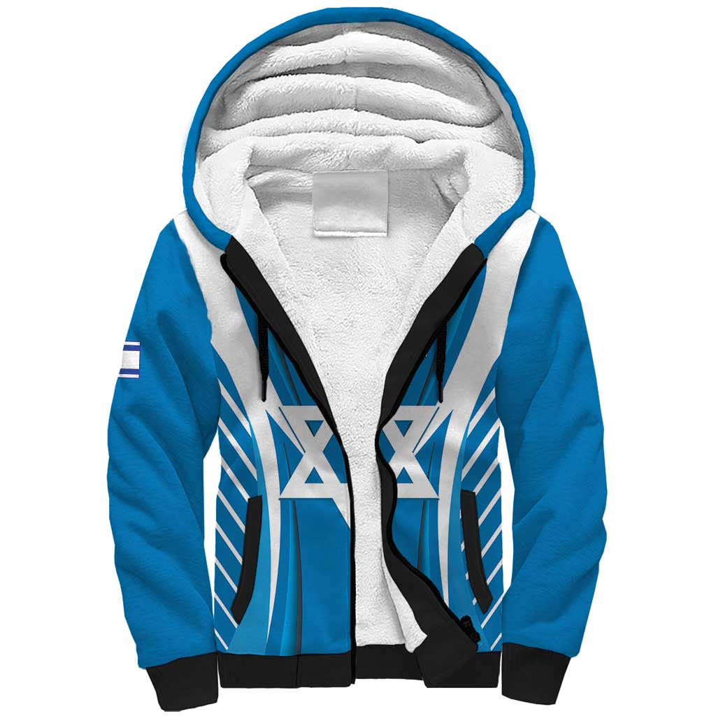 Custom Israel Football Sherpa Hoodie Come On Sky Blue and Whites