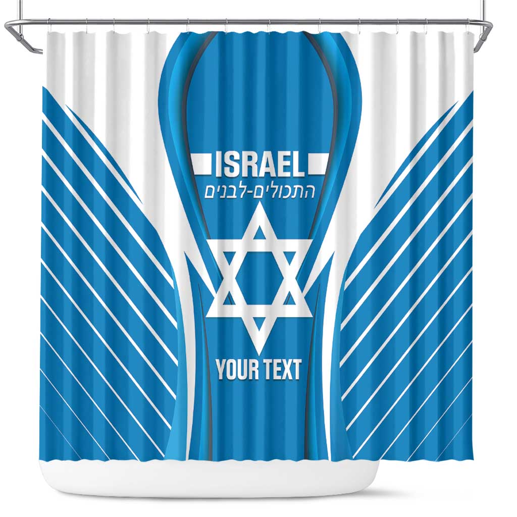 Custom Israel Football Shower Curtain Come On Sky Blue and Whites