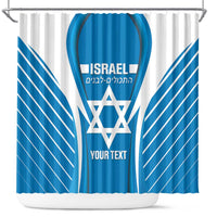 Custom Israel Football Shower Curtain Come On Sky Blue and Whites