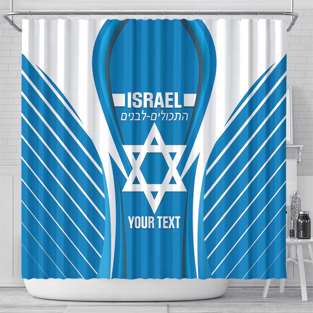 Custom Israel Football Shower Curtain Come On Sky Blue and Whites