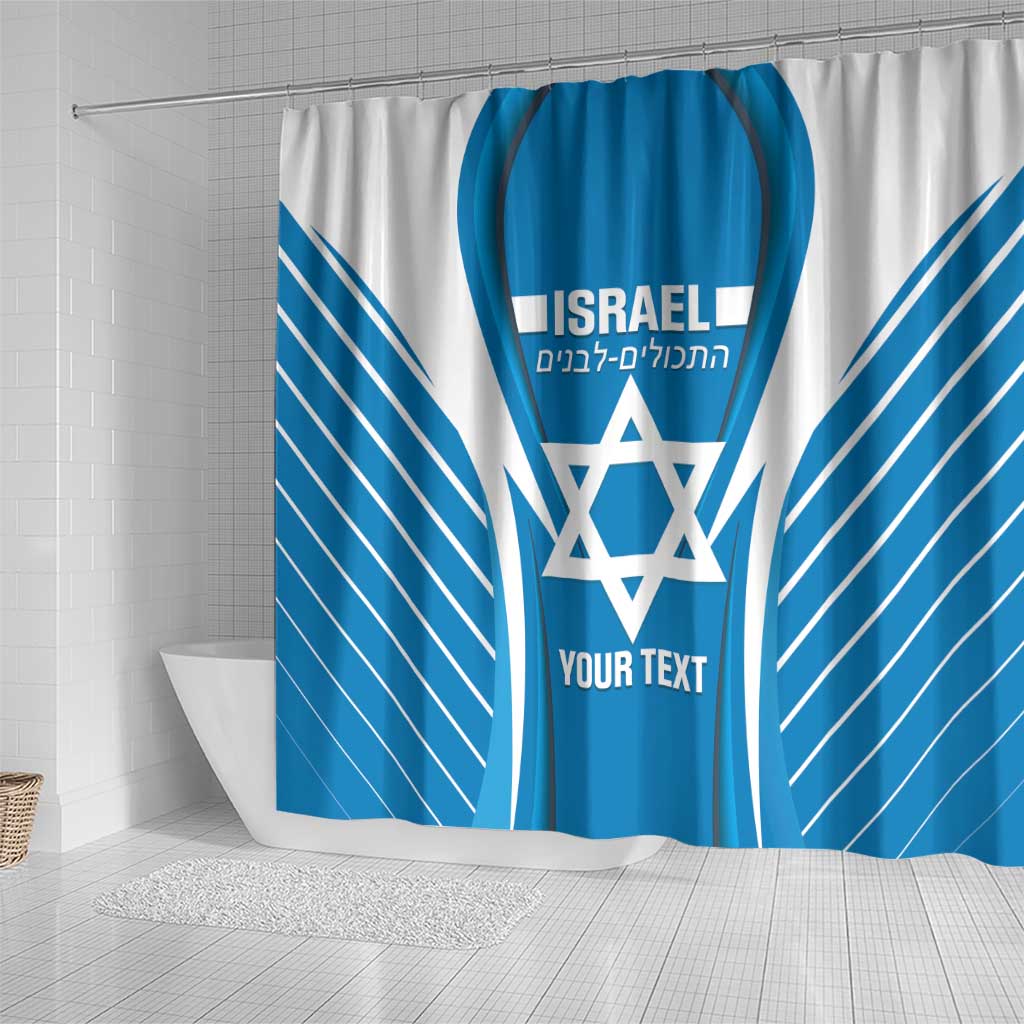Custom Israel Football Shower Curtain Come On Sky Blue and Whites