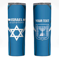 Custom Israel Football Skinny Tumbler Come On Sky Blue and Whites