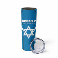 Custom Israel Football Skinny Tumbler Come On Sky Blue and Whites