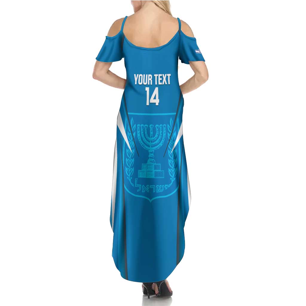 Custom Israel Football Summer Maxi Dress Come On Sky Blue and Whites