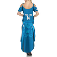 Custom Israel Football Summer Maxi Dress Come On Sky Blue and Whites