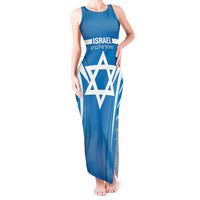 Custom Israel Football Tank Maxi Dress Come On Sky Blue and Whites
