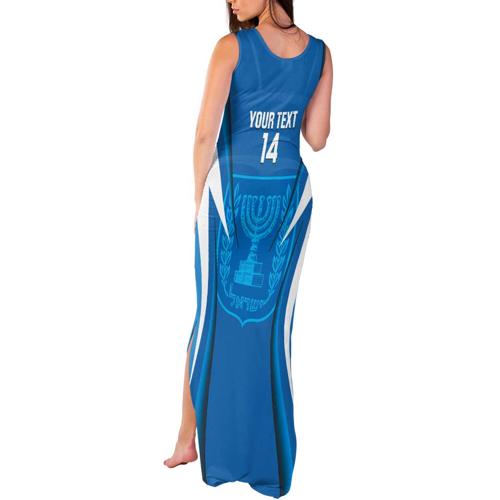 Custom Israel Football Tank Maxi Dress Come On Sky Blue and Whites