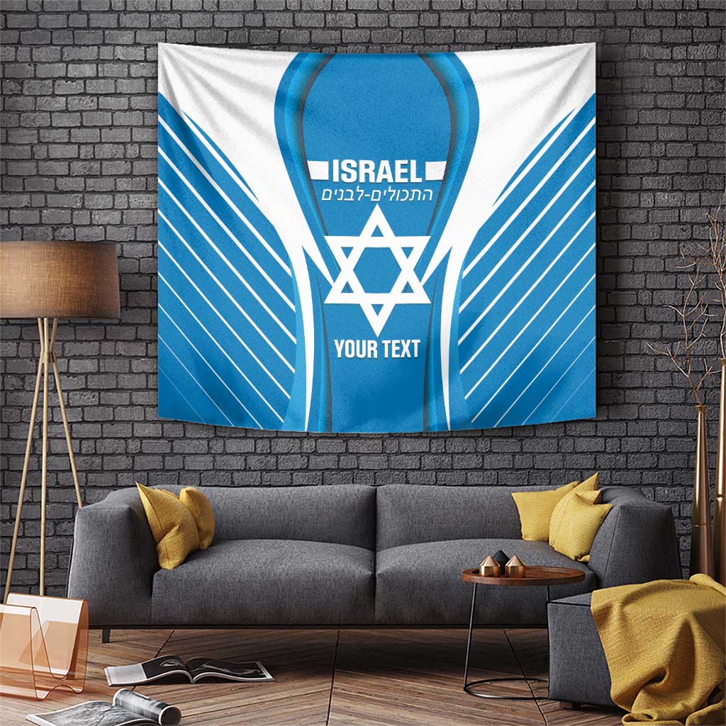 Custom Israel Football Tapestry Come On Sky Blue and Whites