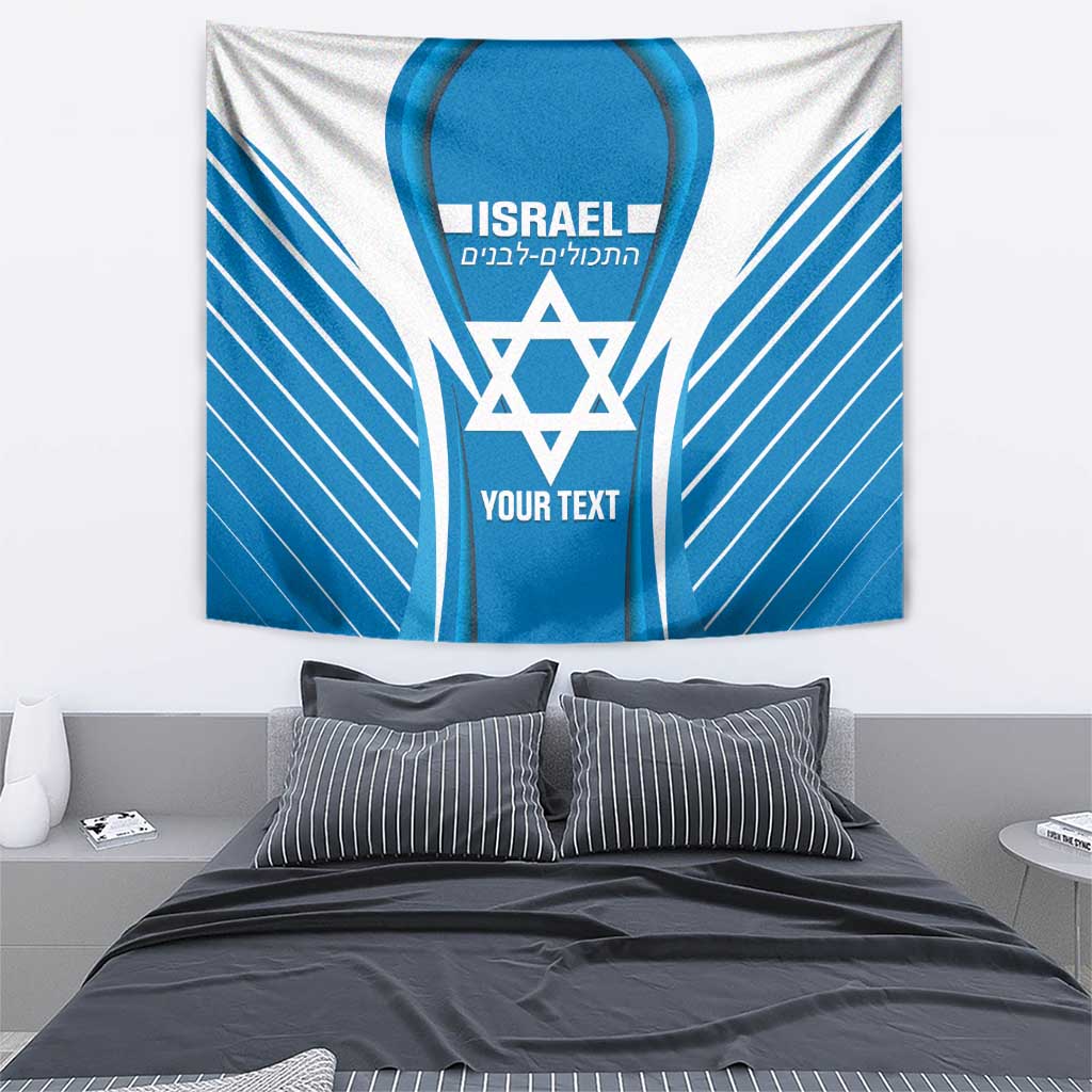 Custom Israel Football Tapestry Come On Sky Blue and Whites