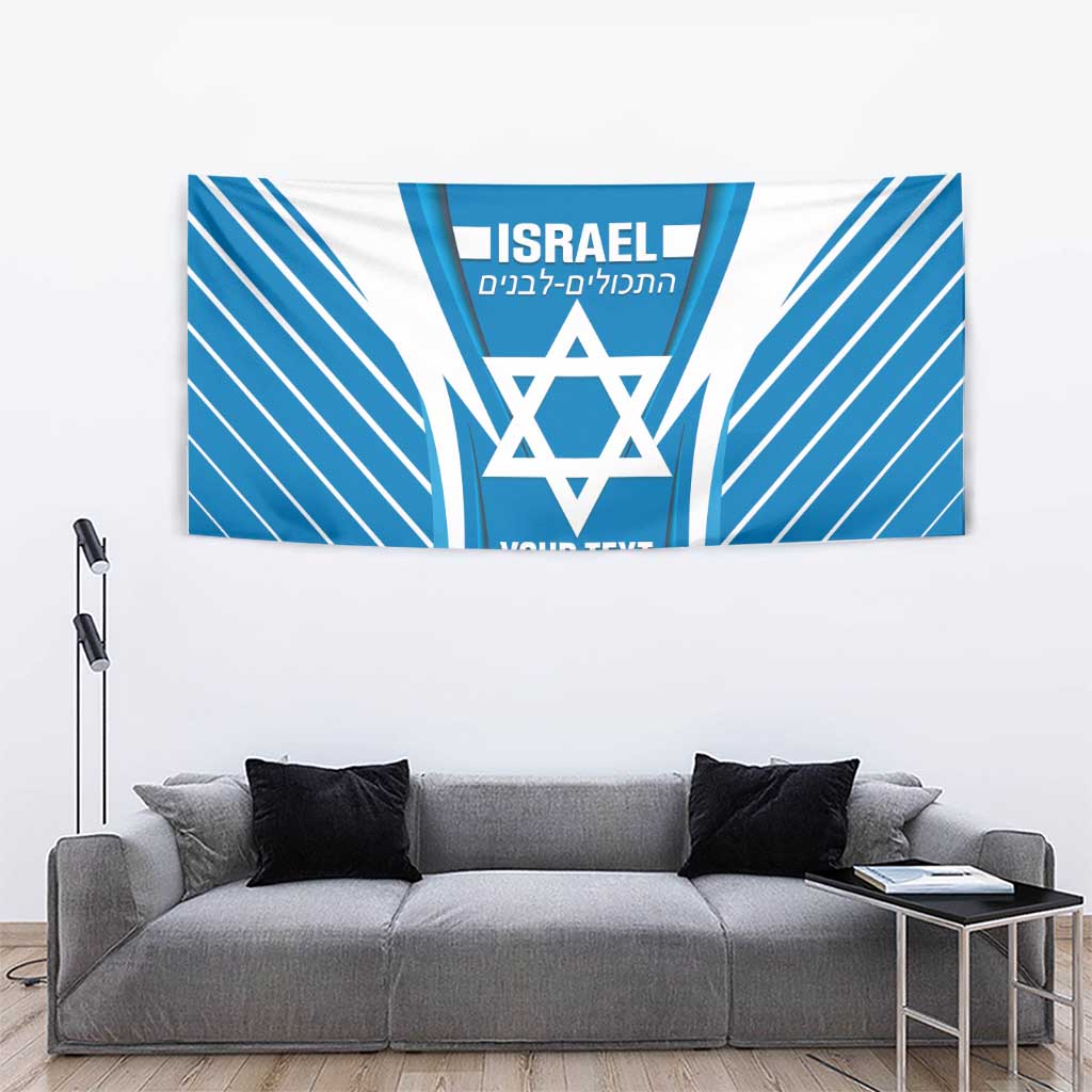 Custom Israel Football Tapestry Come On Sky Blue and Whites