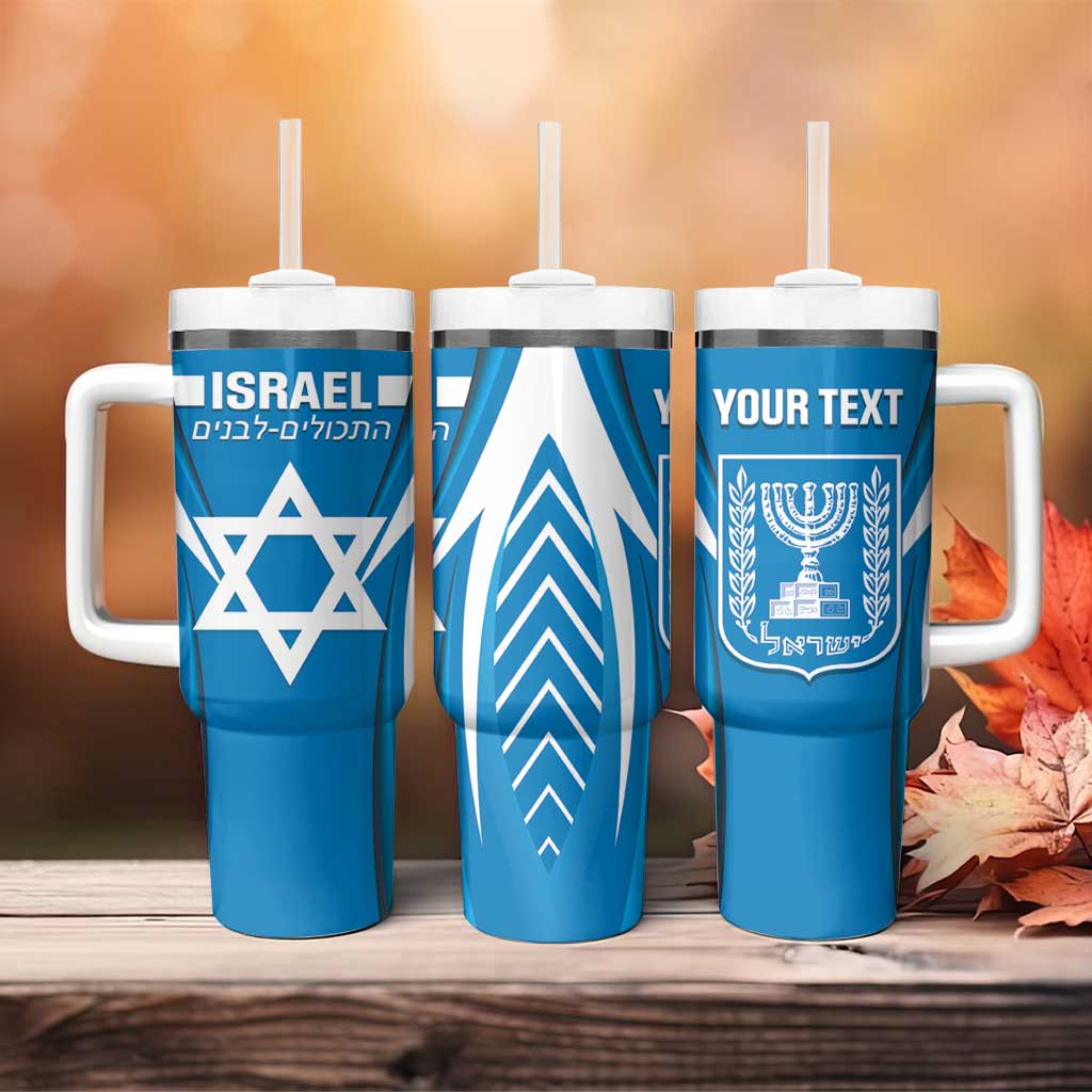 Custom Israel Football Tumbler With Handle Come On Sky Blue and Whites