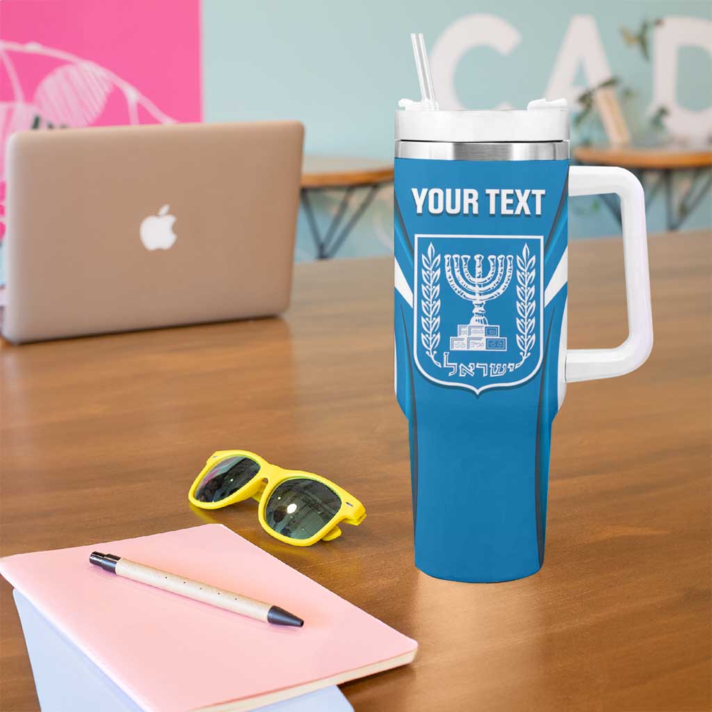 Custom Israel Football Tumbler With Handle Come On Sky Blue and Whites