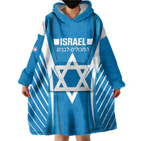 Custom Israel Football Wearable Blanket Hoodie Come On Sky Blue and Whites