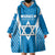 Custom Israel Football Wearable Blanket Hoodie Come On Sky Blue and Whites