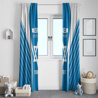 Custom Israel Football Window Curtain Come On Sky Blue and Whites