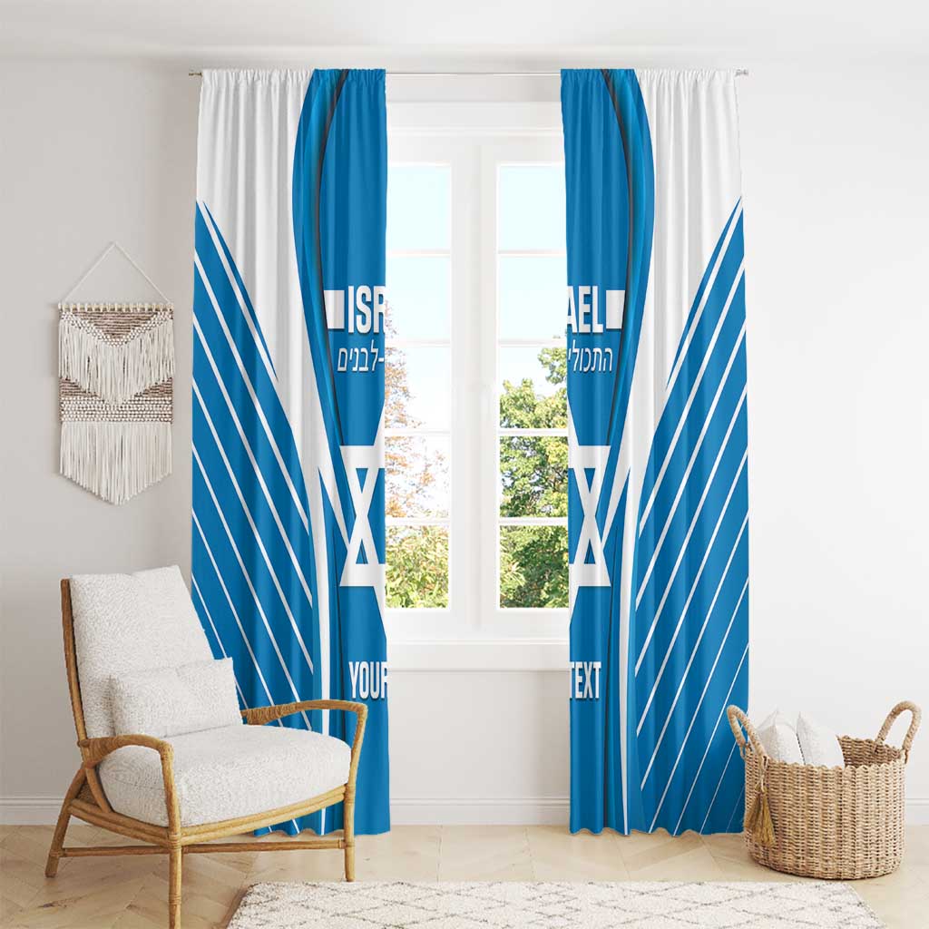 Custom Israel Football Window Curtain Come On Sky Blue and Whites