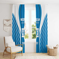Custom Israel Football Window Curtain Come On Sky Blue and Whites