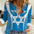 Custom Israel Football Women Casual Shirt Come On Sky Blue and Whites